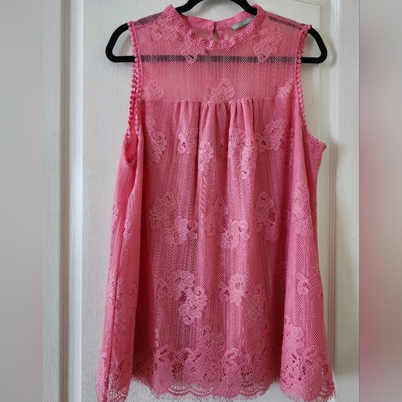 Valerie Stevens Pink Lace Top - Picture 1 of 8